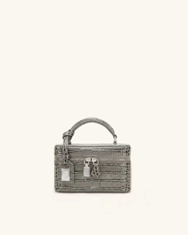Cleo Box Shape Top Handle Bag - Grey Croc made by JW PEI