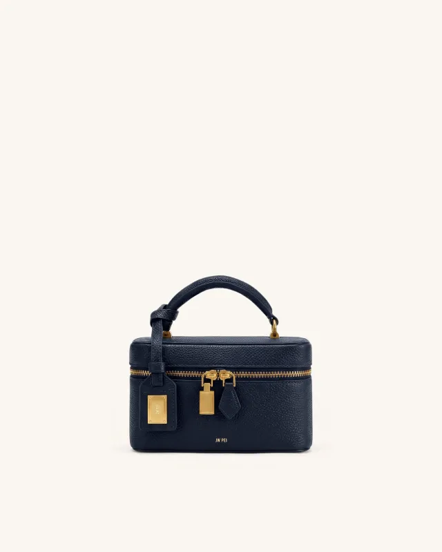 Cleo Box Shape Top Handle Bag - Navy Blue made by JW PEI