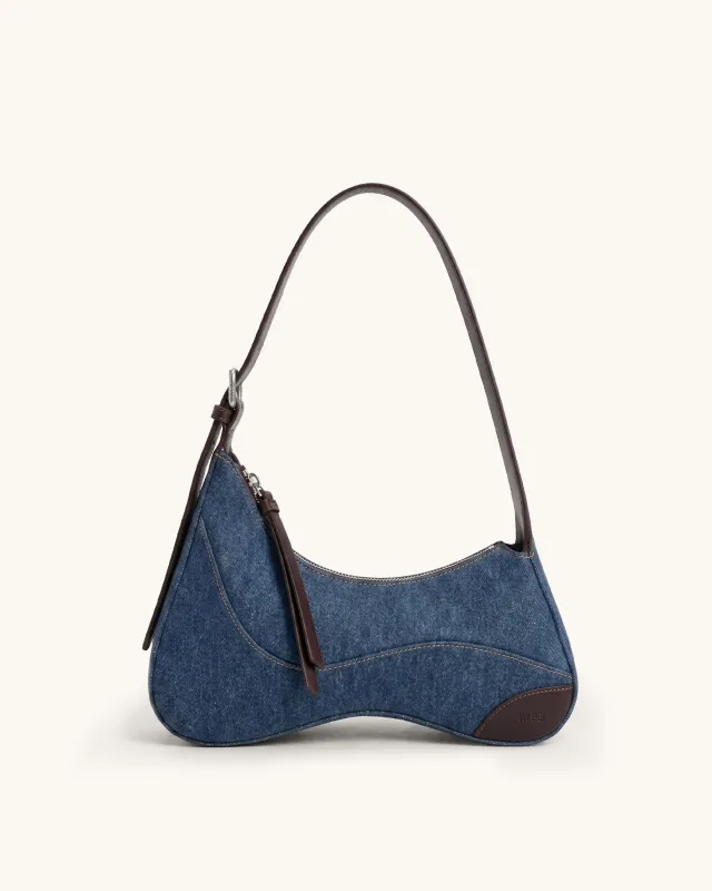 Harlee Curved Shoulder Bag - Blue Denim made by JW PEI