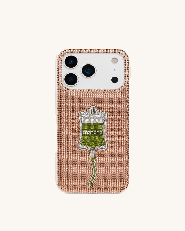 Matcha Drip Rhinestone Phone Case - Rose Gold made by JW PEI
