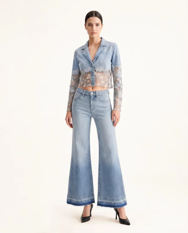 The Prima Donna Denim Blazer - Light Blue made by JW PEI