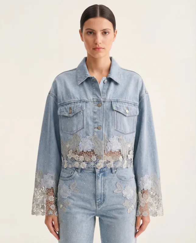The Showgirl Denim Jacket - Light Blue made by JW PEI