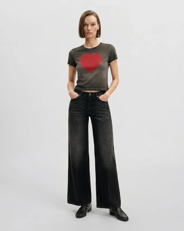 The Shrunken Faded Love T-shirt - Washed Black made by JW PEI