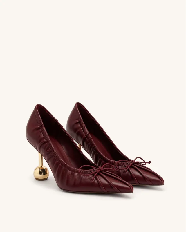 Sofia Ruched Pointed-Toe Pumps - Red made by JW PEI