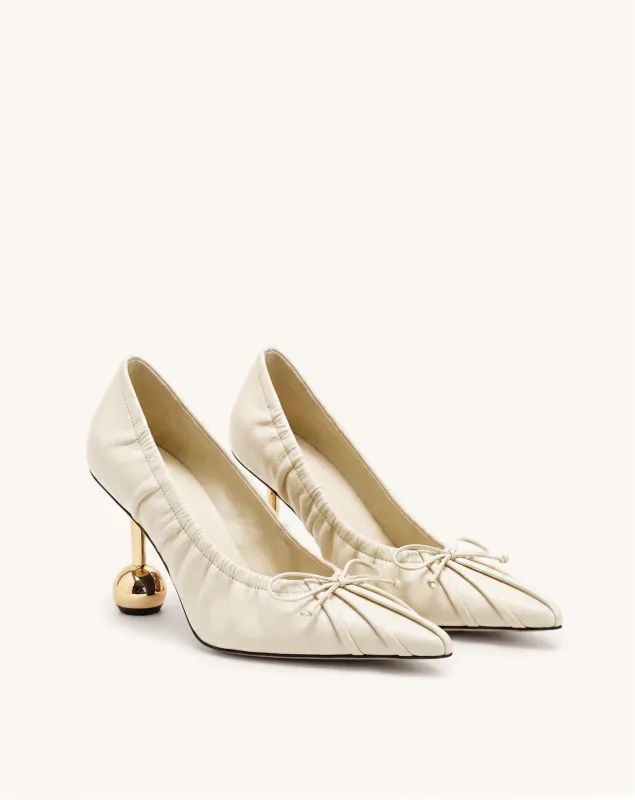 Sofia Ruched Pointed-Toe Pumps - Beige made by JW PEI