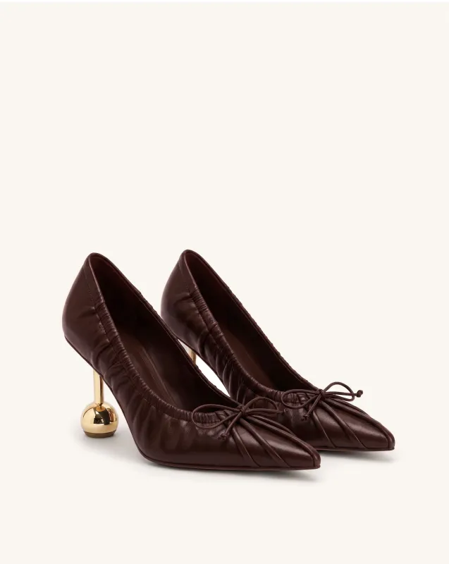 Sofia Ruched Pointed-Toe Pumps - Claret Red made by JW PEI