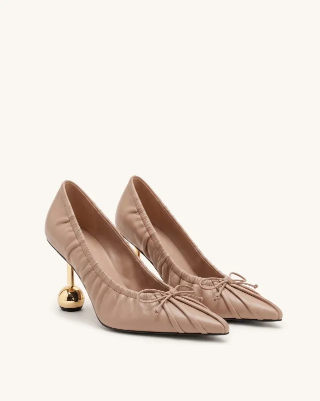 Sofia Ruched Pointed-Toe Pumps - Khaki made by JW PEI