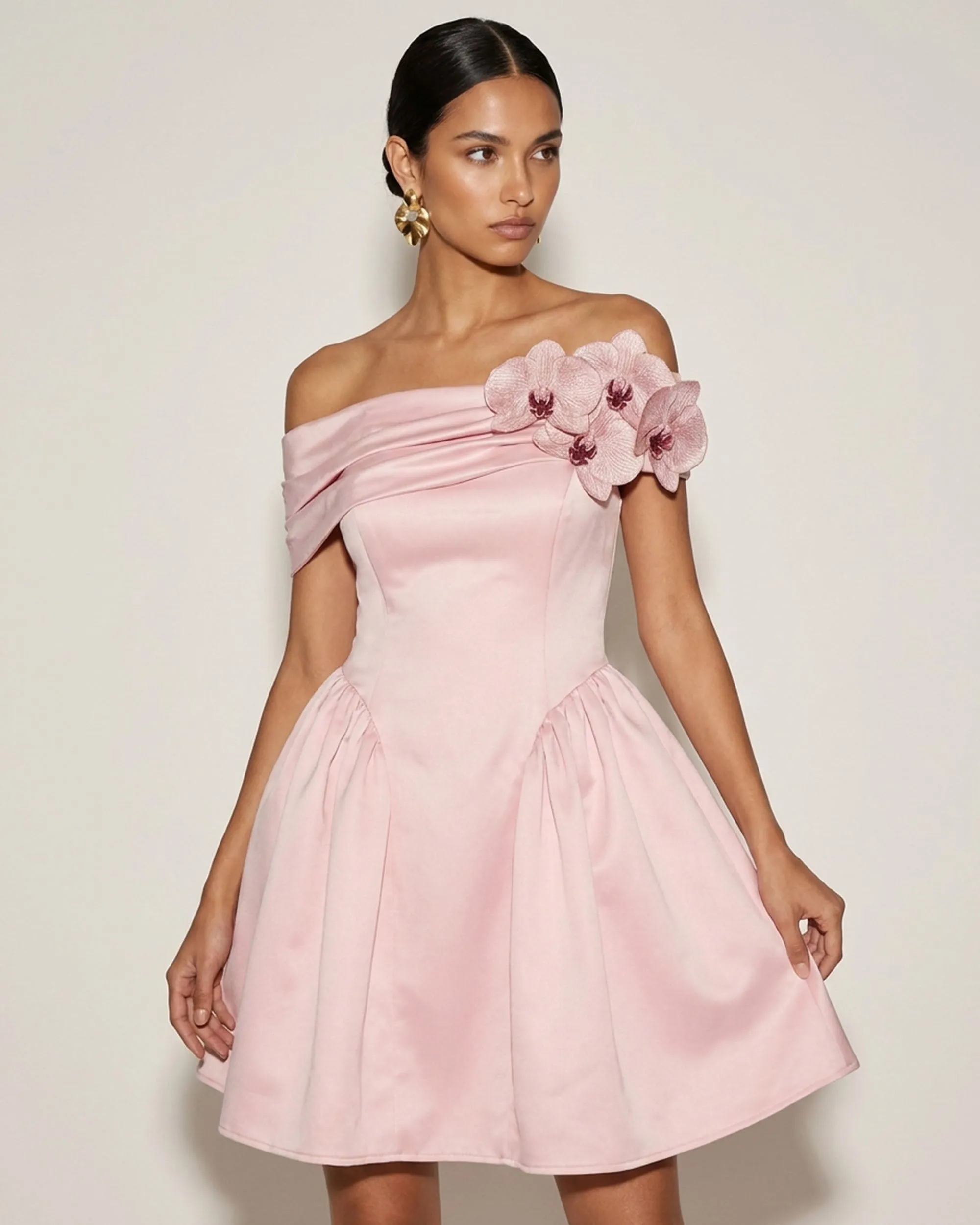 Orchid Embellished Off-Shoulder Mini Dress - Blush Pink sold by JW PEI