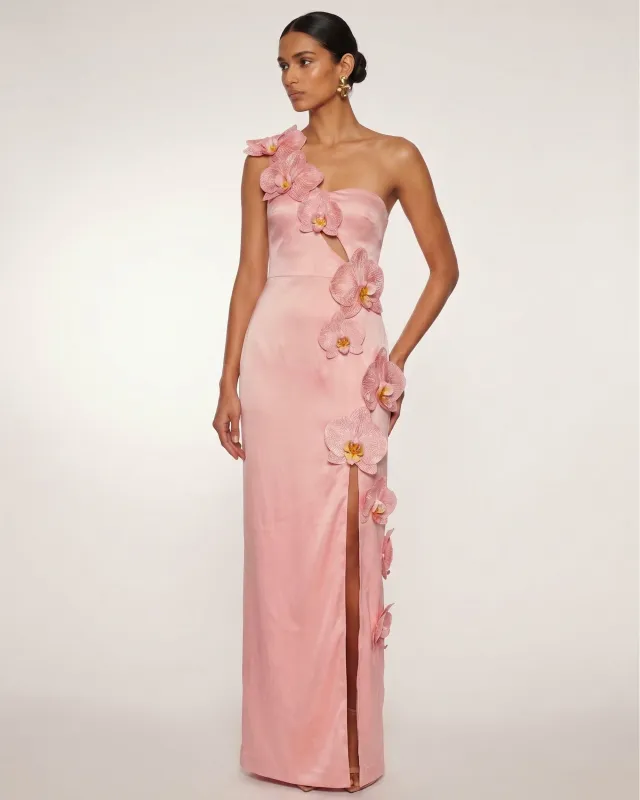 Orchid Embellished Cutout Slit Maxi Dress - Blush Pink made by JW PEI