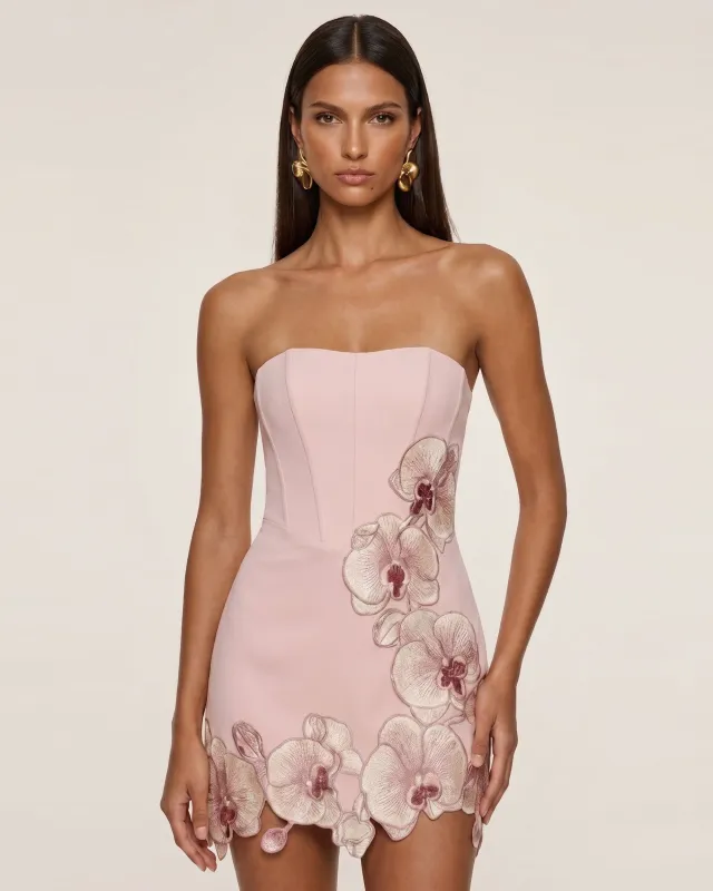 Orchid Embroidered Scalloped Mini Dress - Blush Pink made by JW PEI