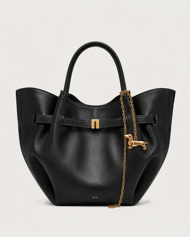 Maeve Dachshund Charm Winged Tote Bag - Black made by JW PEI