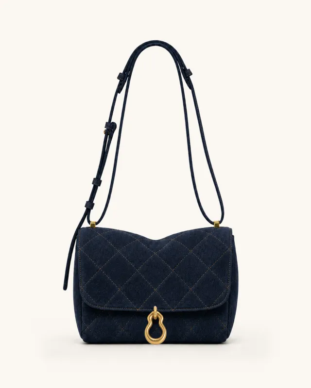 Jayla Metal Pendant Embellished Quilted Crossbody Bag - Navy Blue made by JW PEI