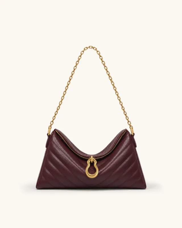 Jayla Metal Pendant Embellished Quilted Chain Shoulder Bag - Burgundy made by JW PEI