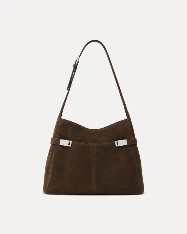 Avery Faux Suede Hobo Bag - Brown made by JW PEI