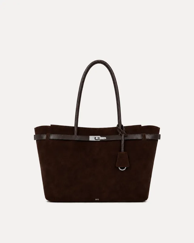 Tara Faux Suede Tote - Brown made by JW PEI