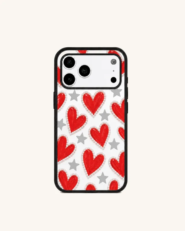 Red Heart Star Phone Case – Black made by JW PEI