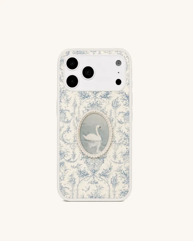 Pearl Swan Frame Phone Case – White made by JW PEI