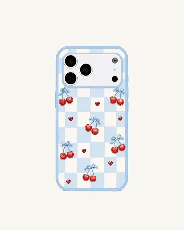 Cherry Checkerboard Phone Case – Blue made by JW PEI