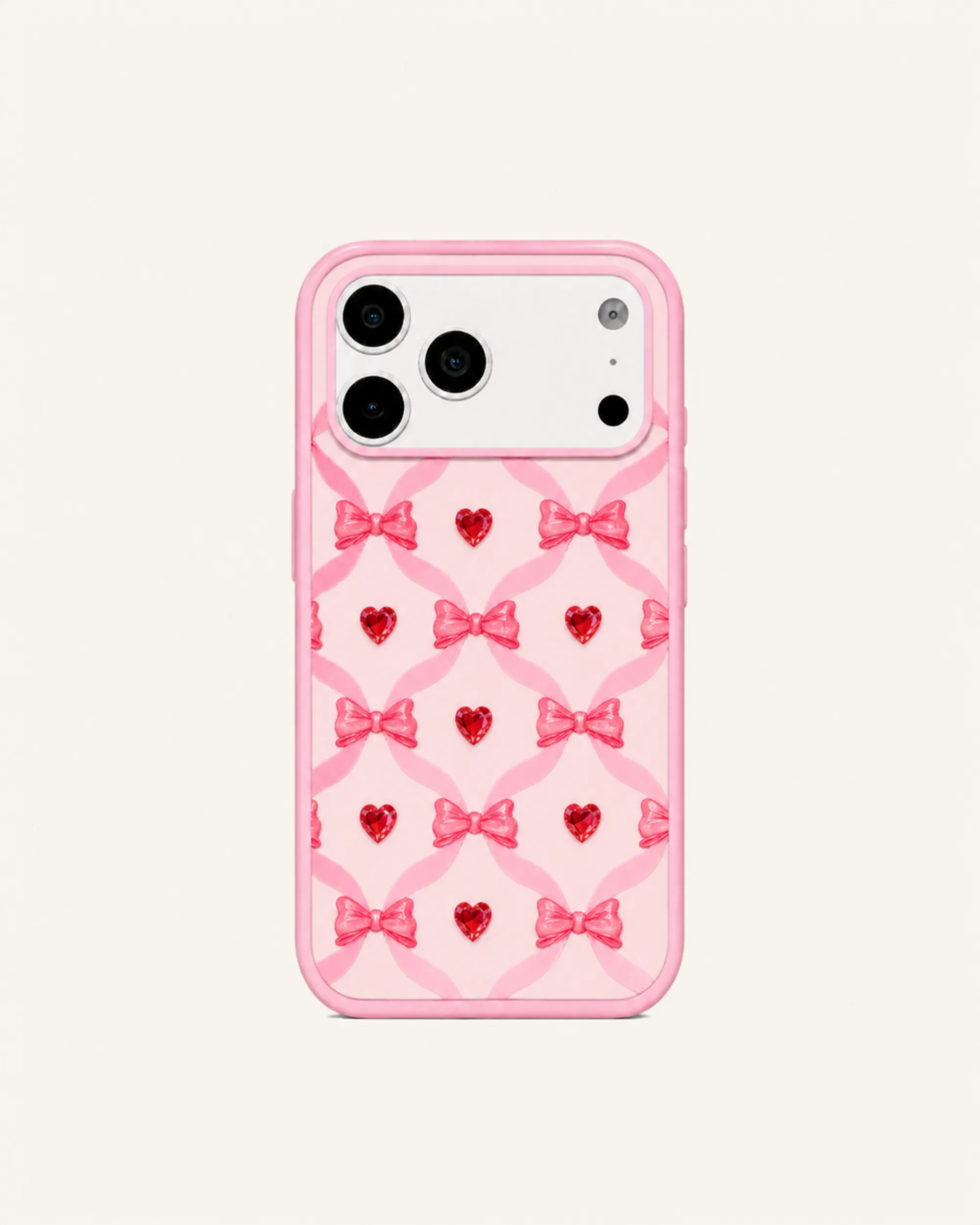 Pink Bow And Heart Phone Case – Pink sold by JW PEI