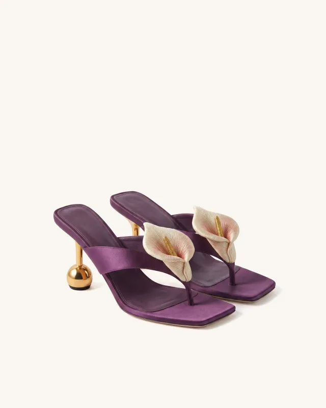 Calla Lily Sphere Heel Mules - Purple made by JW PEI