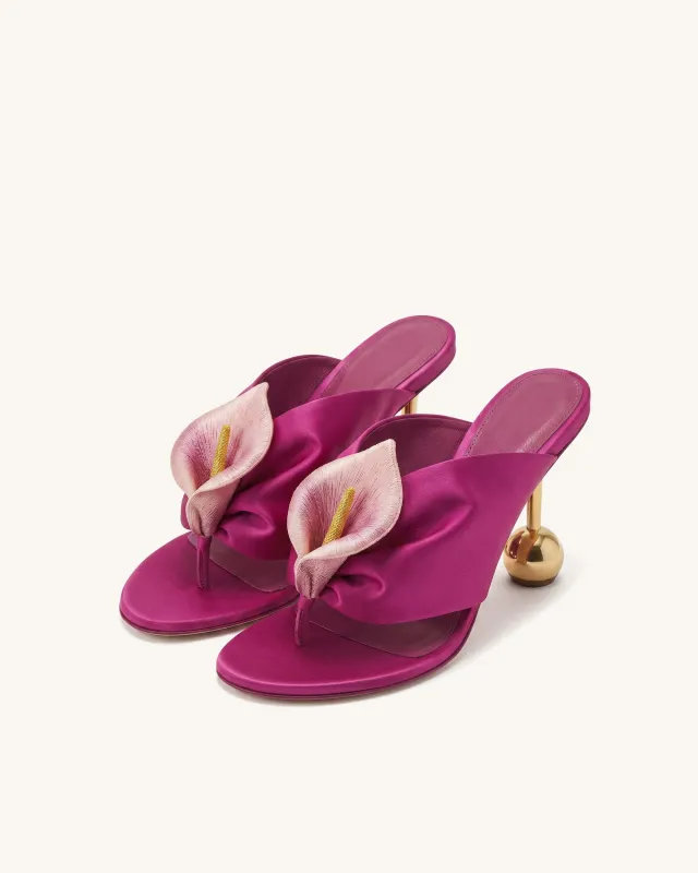 Calla Lily Ruched Flower Mules - Fuchsia made by JW PEI
