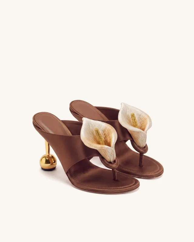 Calla Lily Ring Flower Mules - Brown made by JW PEI
