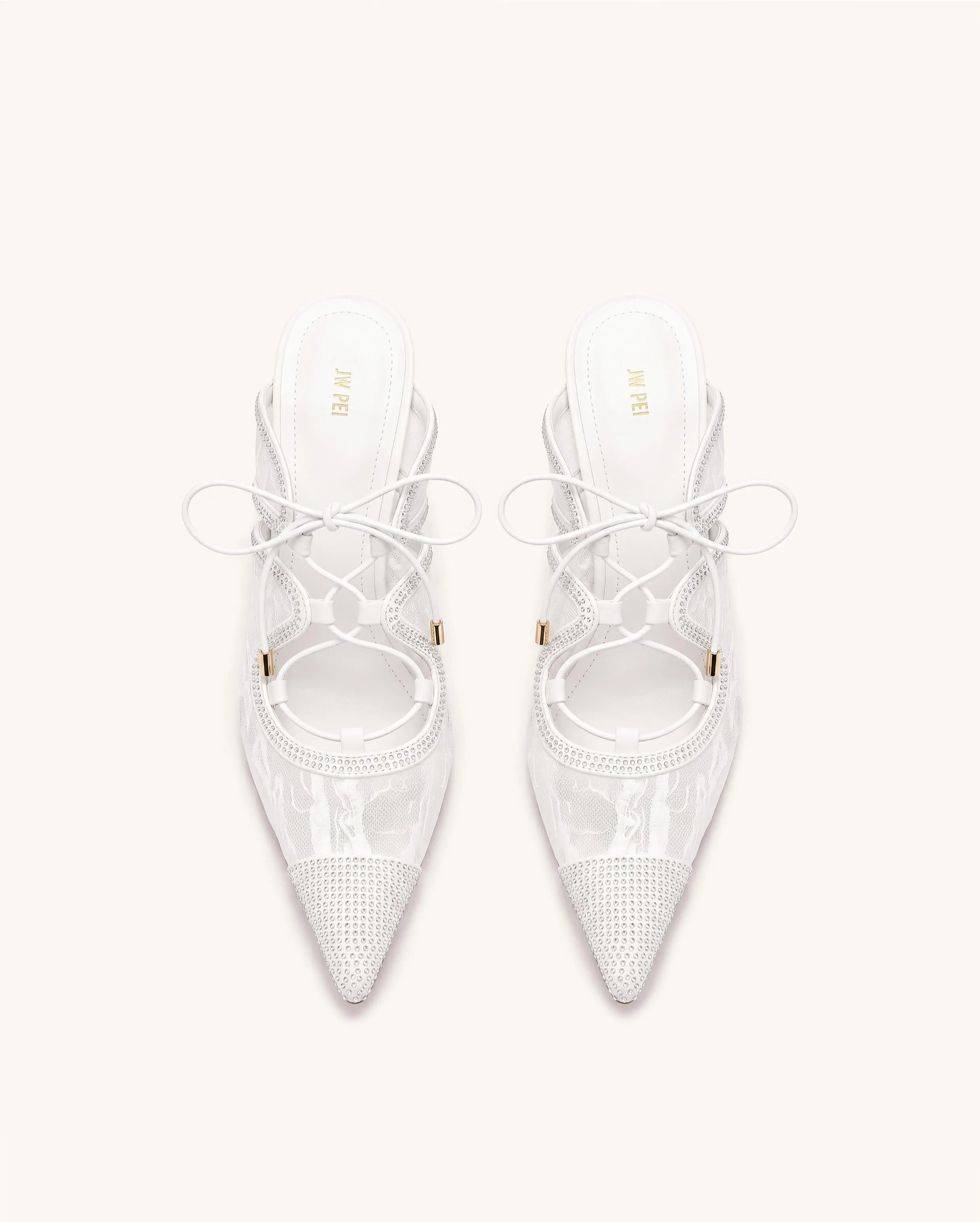 Sofia Lace Bow Mule Heels - White sold by JW PEI product image thumbnail 2