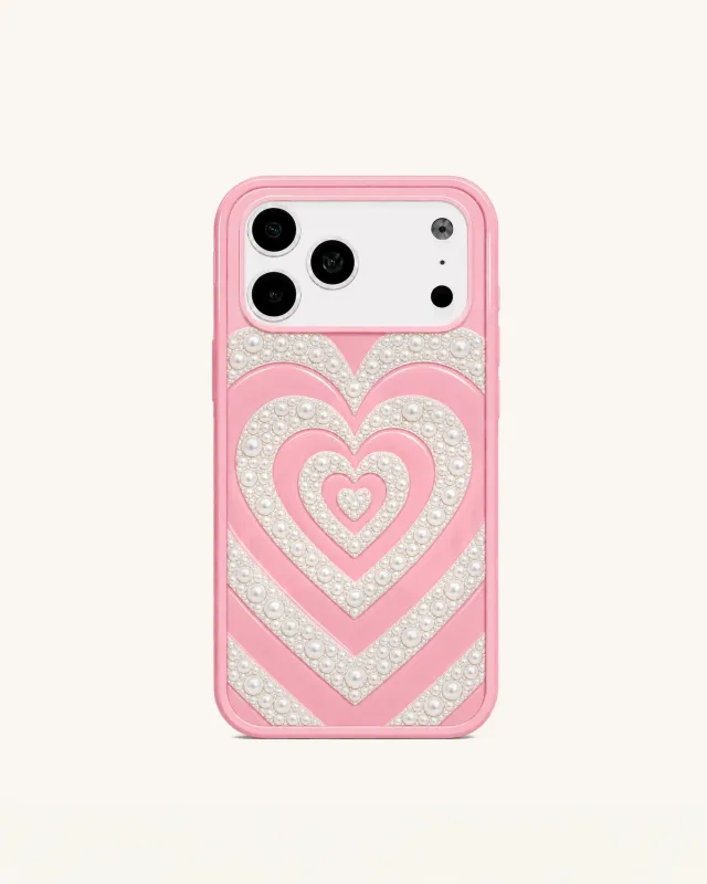 Pearl Heart Pattern Phone Case – Pink made by JW PEI