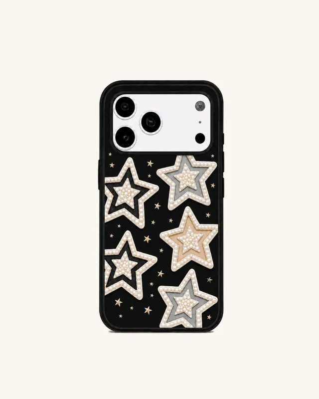 Pearl Star Embellished Phone Case – Black made by JW PEI