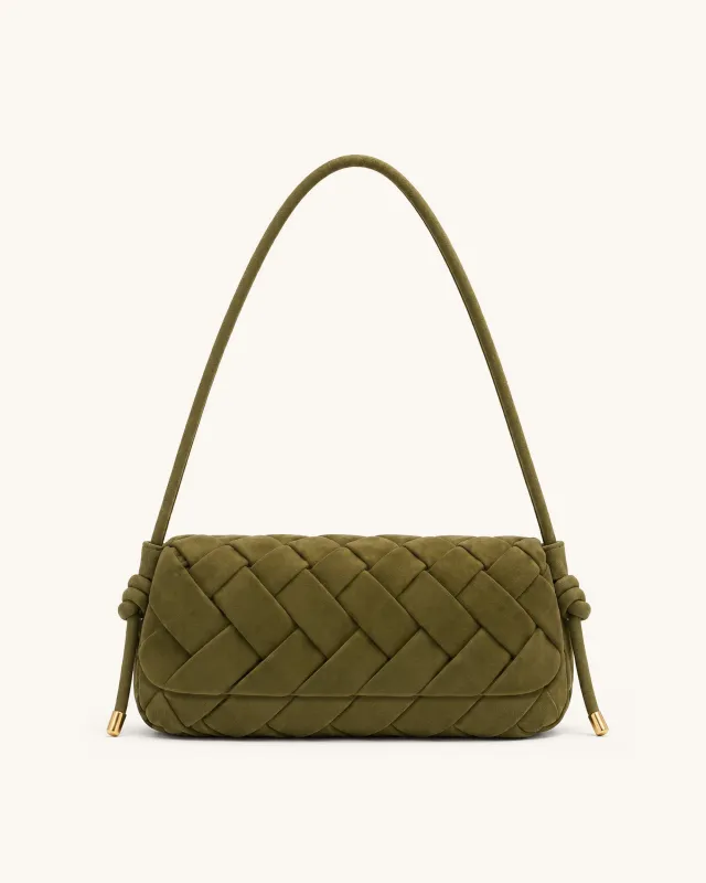 Orla Faux Suede Knotted Shoulder Bag - Green made by JW PEI