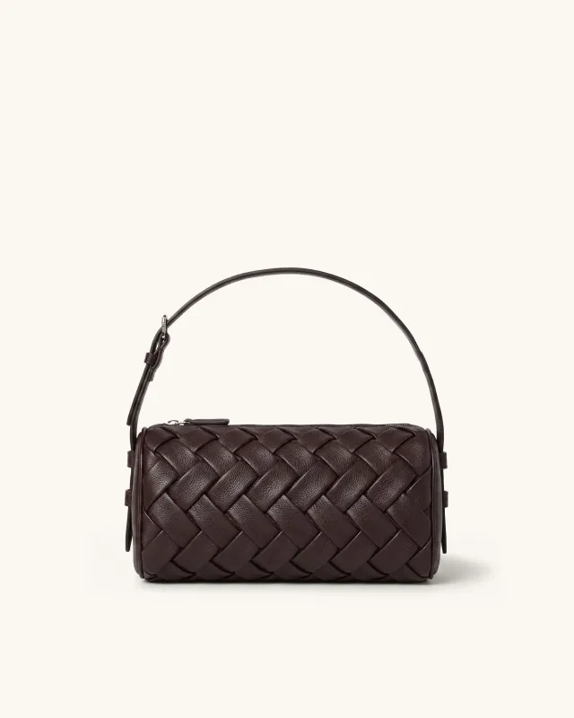 Orla Woven Barrel Shoulder Bag - Dark Brown made by JW PEI