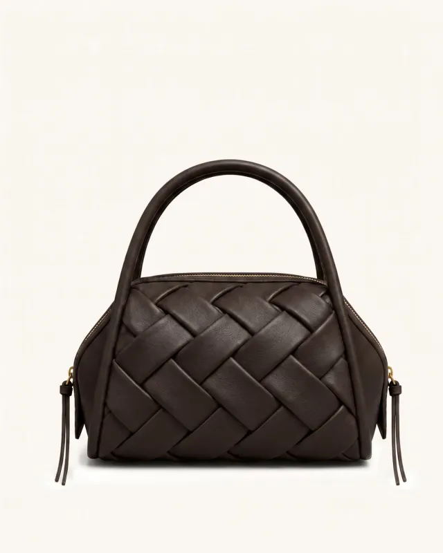 Orla Woven Bowler Bag - Dark Brown made by JW PEI