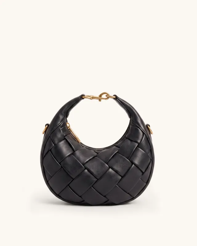 Orla Woven Moon Shoulder Bag - Black made by JW PEI
