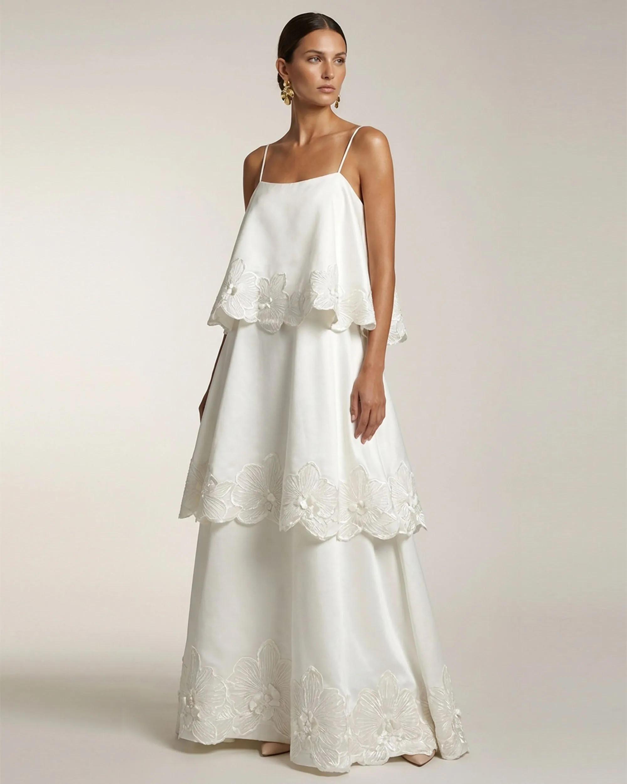 Orchid Embroidered Tiered Maxi Dress - White sold by JW PEI