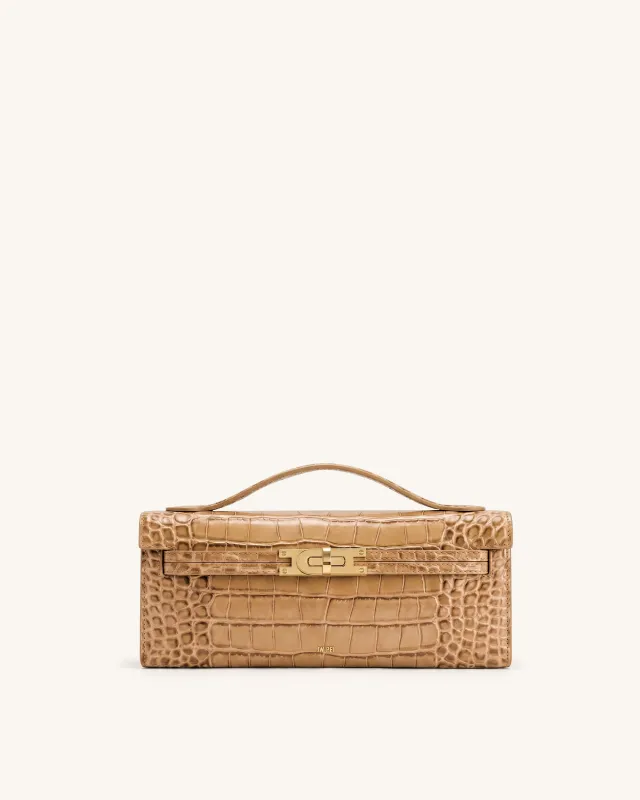 Bria Structured Top Handle Bag - Light Brown Croc made by JW PEI
