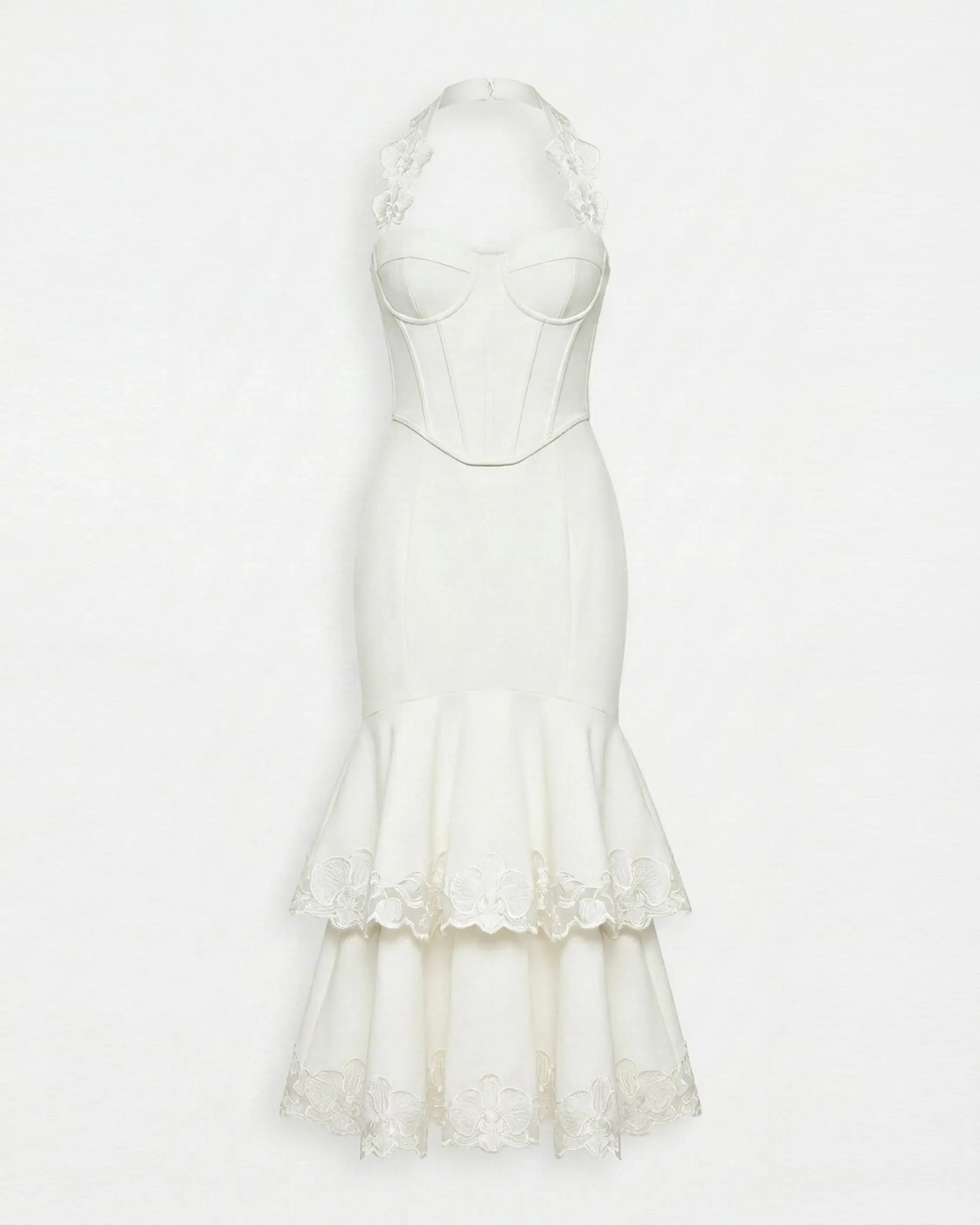 Orchid Embroidered Halter Corset Midi Dress - White sold by JW PEI product image thumbnail 2
