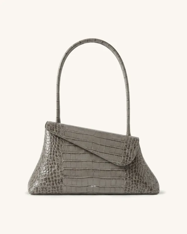 Addisyn Croc Shoulder Bag - Grey made by JW PEI
