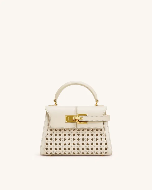 Elise Woven Top Handle Bag - Off White made by JW PEI