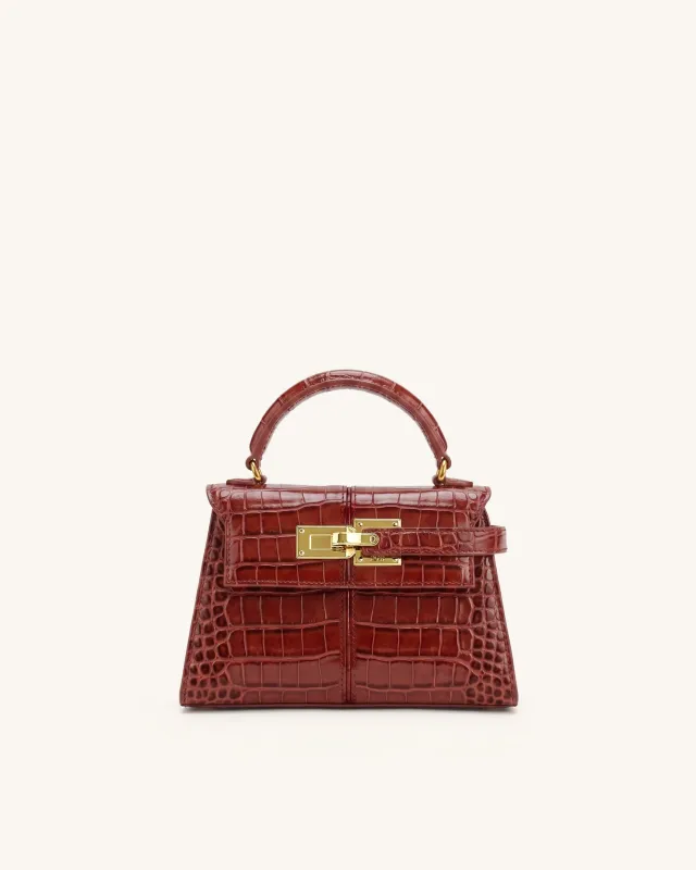 Elise Top Handle Bag - Burgundy Croc made by JW PEI