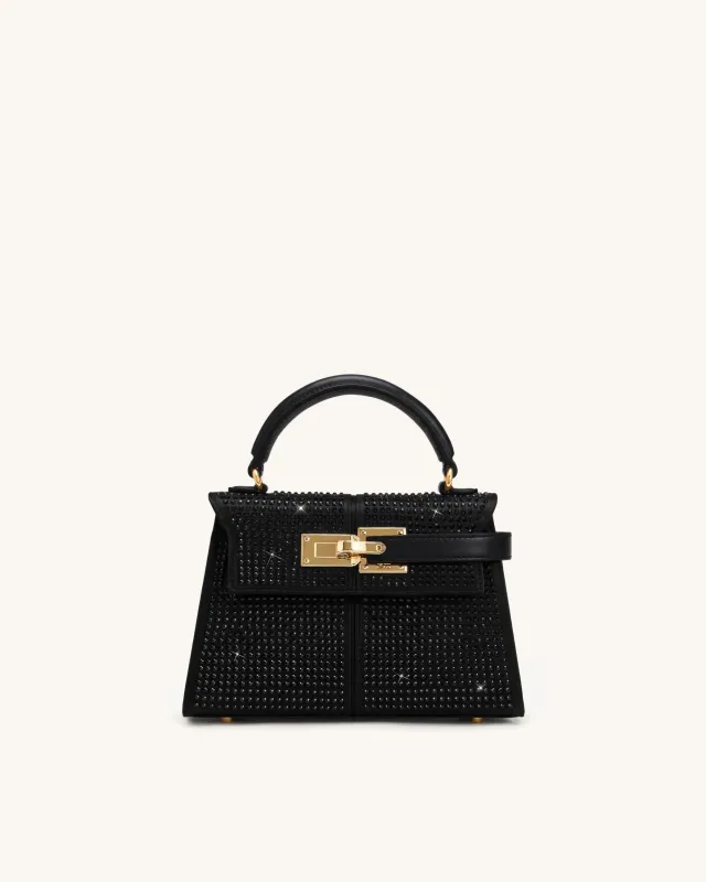 Elise Artificial Crystal Top Handle Bag - Ink Black made by JW PEI
