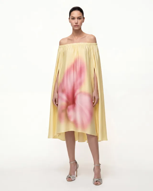 Floral-Print Convertible Off-the-Shoulder Midi Dress - Yellow made by JW PEI