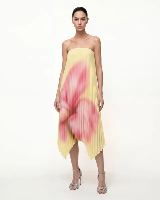 Floral-Print Strapless Convertible Midi Dress - Yellow made by JW PEI