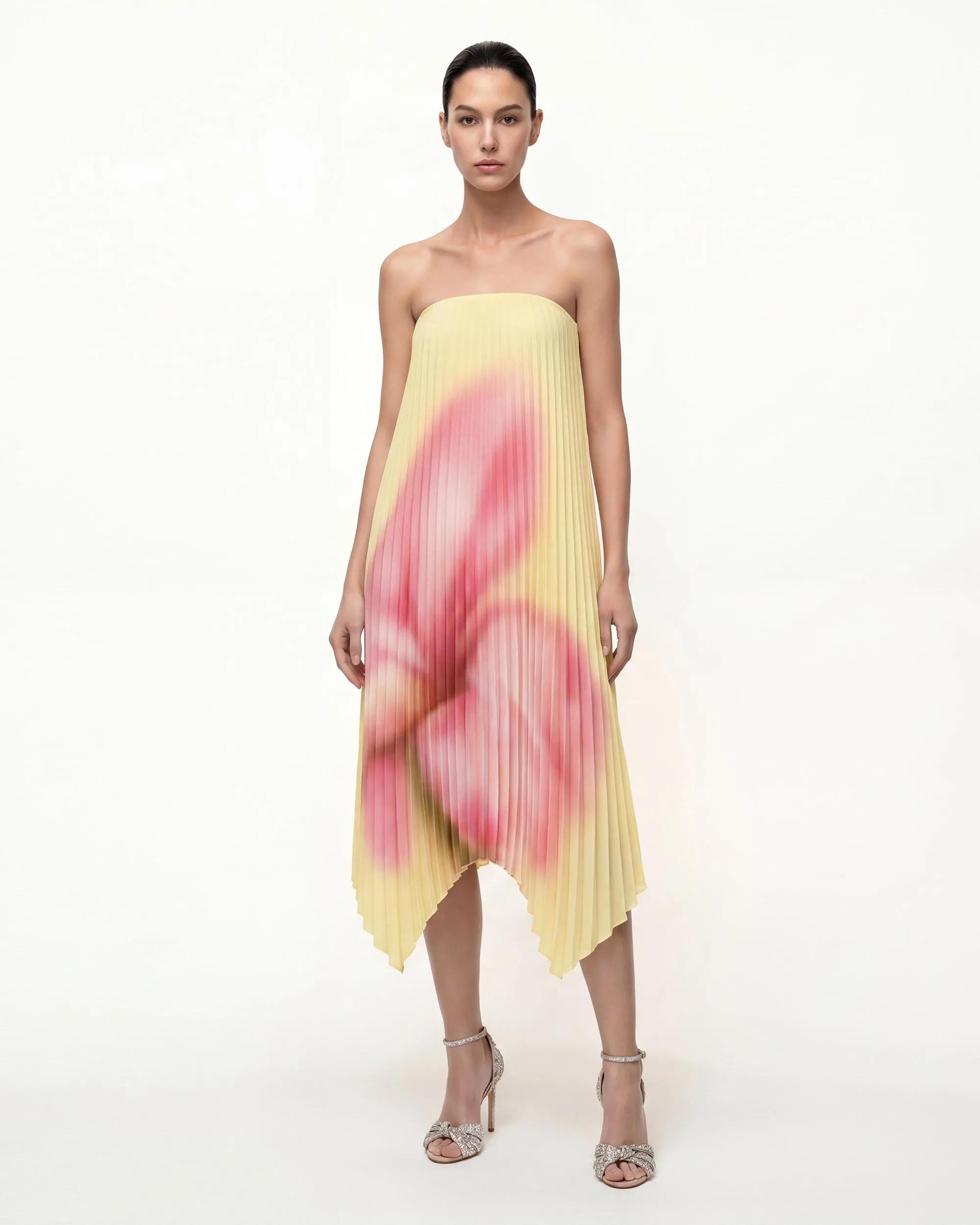 Floral-Print Strapless Convertible Midi Dress - Yellow sold by JW PEI