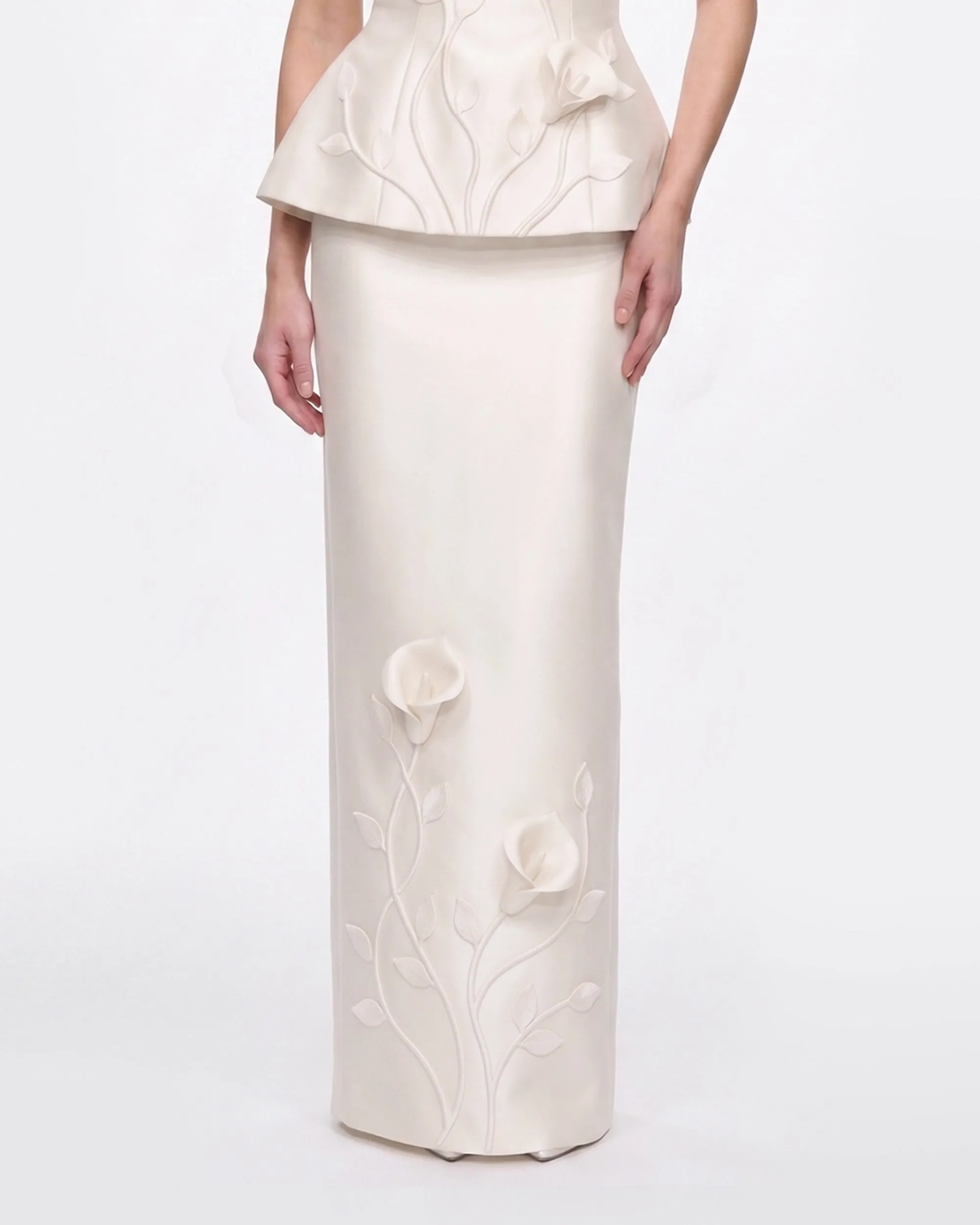 Floral Appliqué Vine Maxi Skirt - White sold by JW PEI product image thumbnail 2