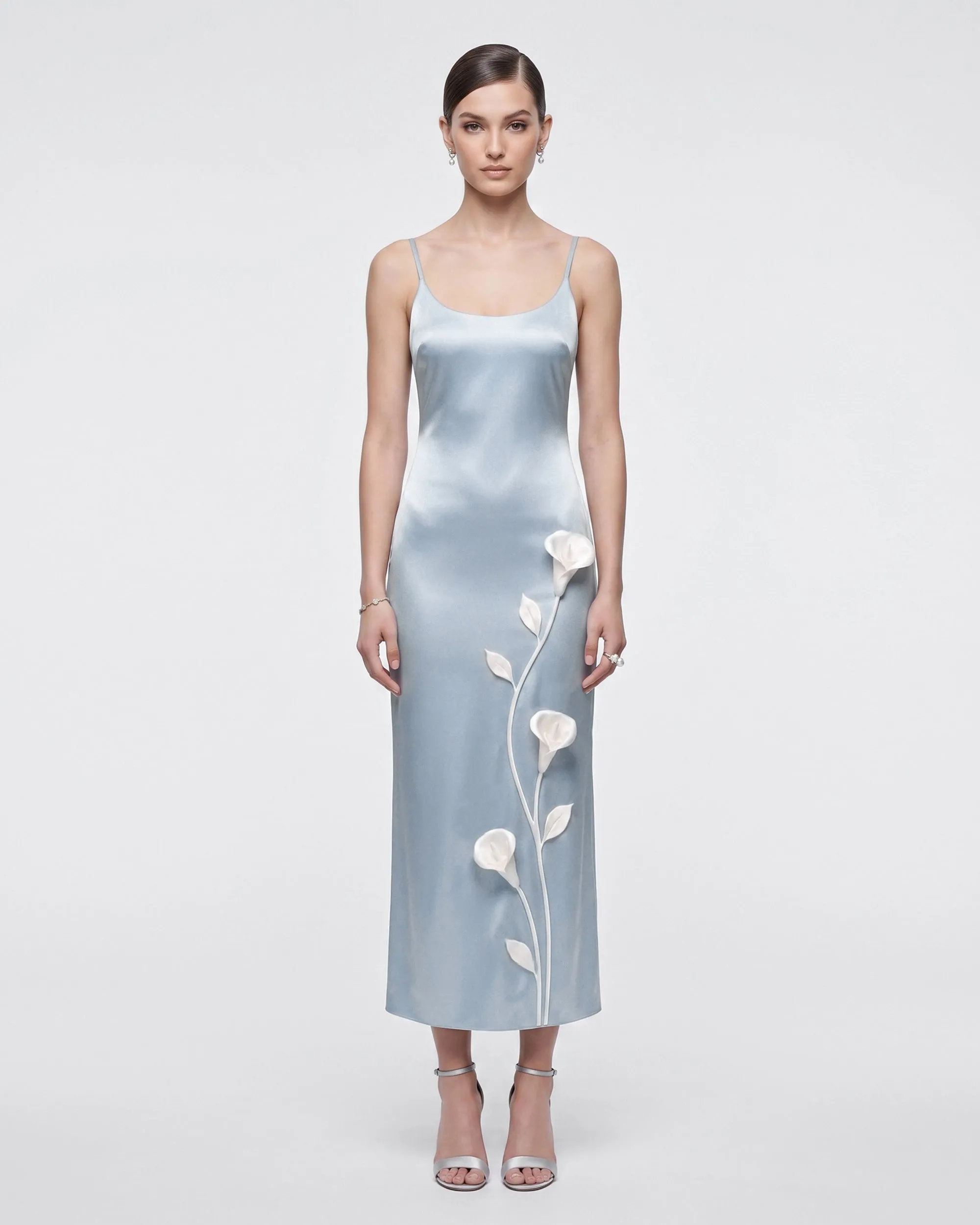 Floral Appliqué Slip Dress - Light Blue sold by JW PEI