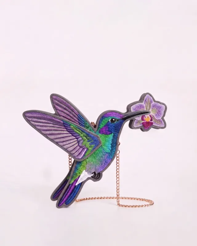 Orchid Hummingbird Crossbody Bag - Purple Multi made by JW PEI