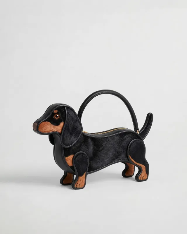 Dachshund Top Handle Bag - Black made by JW PEI