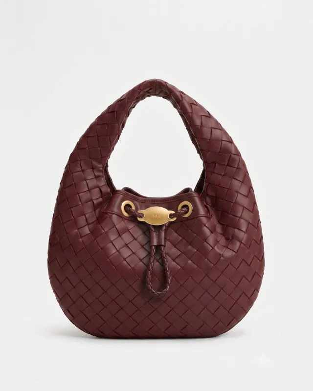 Yara Braided Shoulder Bag - Burgundy made by JW PEI