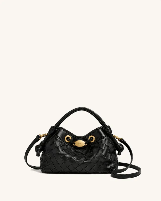 Yara Soft Woven Top Handle Crossbody Bag - Black made by JW PEI