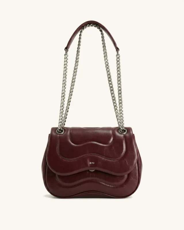 Tina Wavy Chain Shoulder Bag - Burgundy made by JW PEI